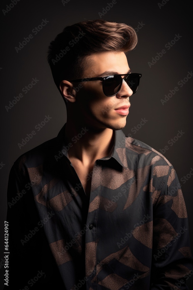 Fototapeta premium shot of a handsome young man wearing stylish sunglasses while standing in the studio
