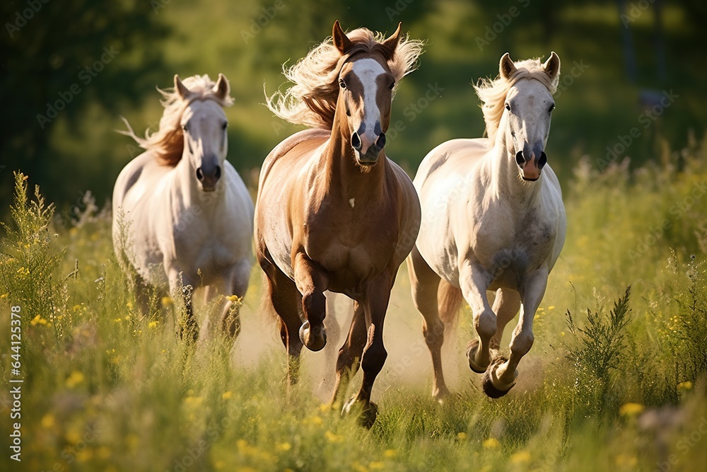 two horses on the meadow two horses on the meadow