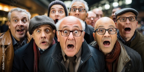 Group of elderly men have just heard something they ve never heard before and opened their mouths. Generative AI