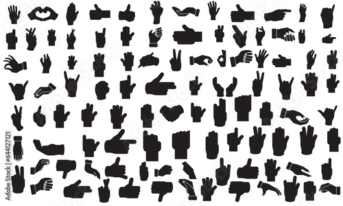 vector illustration of collection of hand gestures silhouettes  Hand vector  biggest collection of vector icons hands