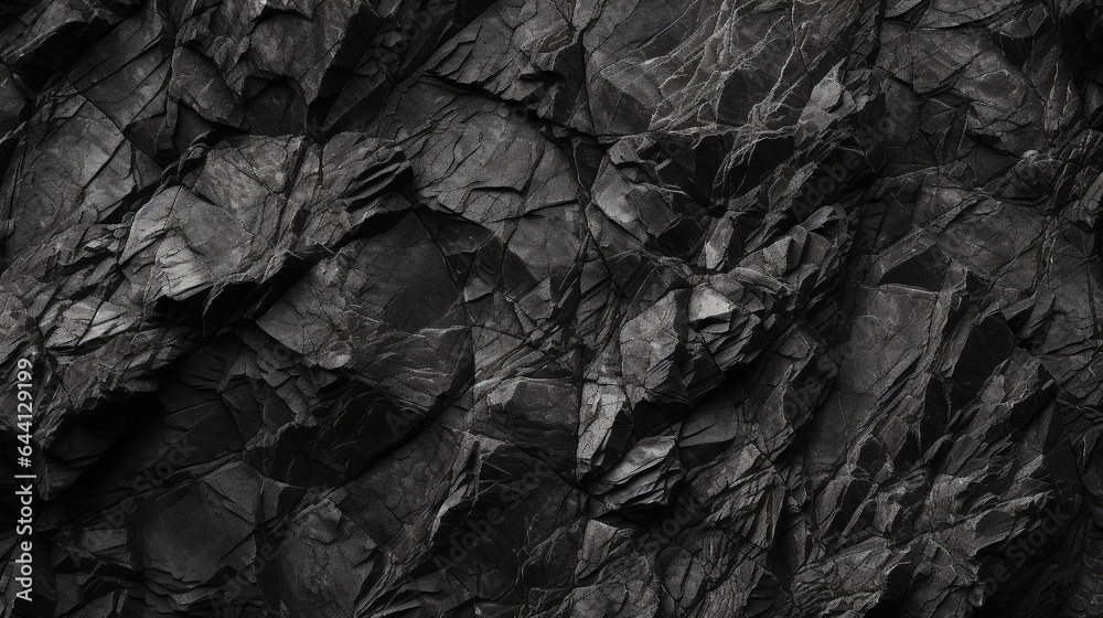 Close-up of a cracked granite texture in black and white, offering a rough and rugged surface for design. Close-up of a cracked granite texture in black and white, offering a rough and rugged surface for design.