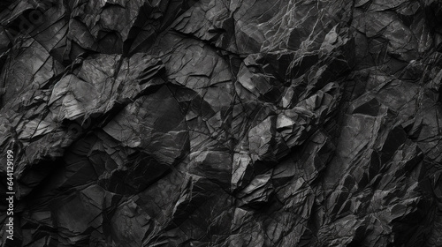 Close-up of a cracked granite texture in black and white, offering a rough and rugged surface for design.