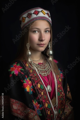 portrait of a beautiful young woman in traditional costume