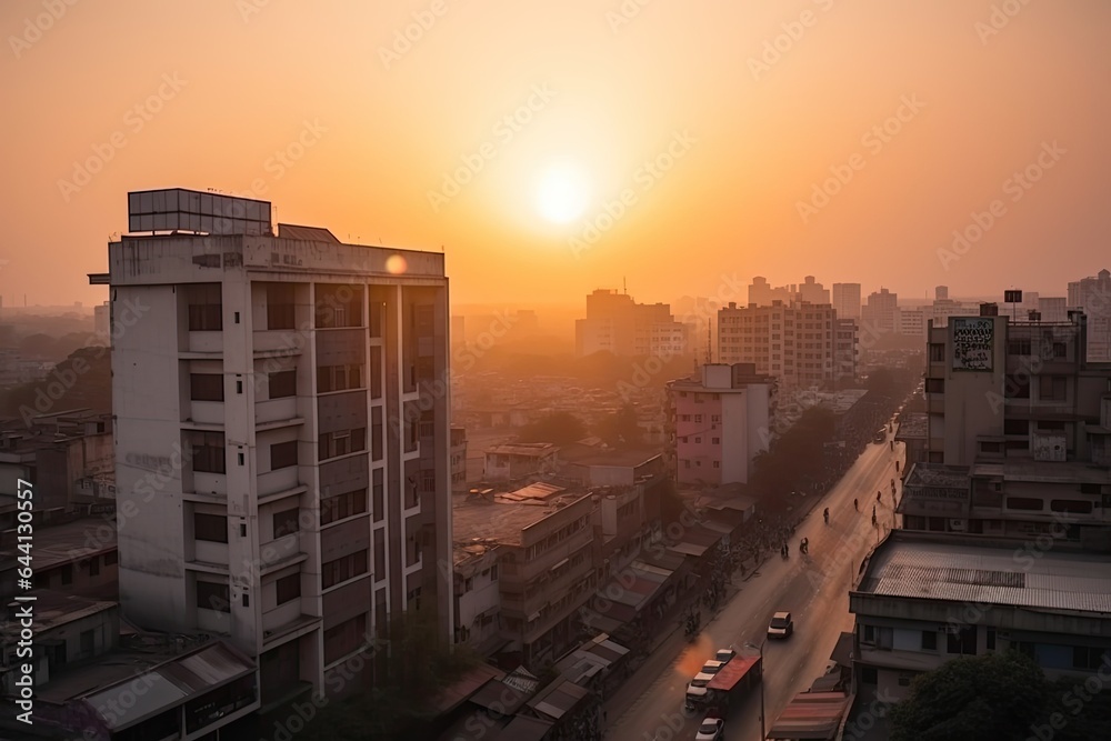 Ahmedabad India centrum city in sunset  - obrazy, fototapety, plakaty 