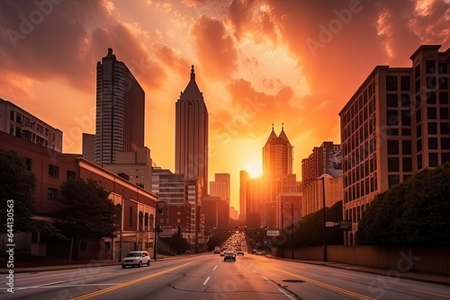 centrum city in sunset 