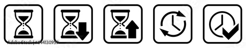 Hourglass and watches User Interface Icons. Editable Black and White line art style, editable  file on transparent background vector stock illustration.