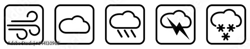 Seasons User Interface Icons. Editable Black and White line art style, editable  file on transparent background vector stock illustration.