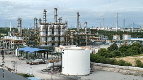 The modern engineering and technology structure of the chemical plant consisting of equipment, measuring instruments, chemical pipelines and other modern, technological and industrial concepts.