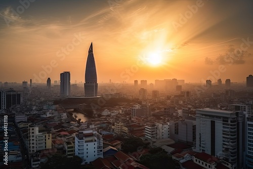  Ho Chi Minh City Vietnam centrum city in sunset 