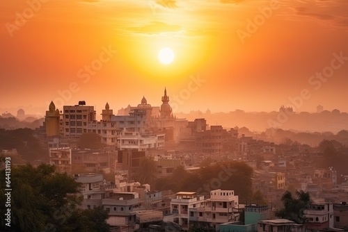 Hyderabad India centrum city in sunset