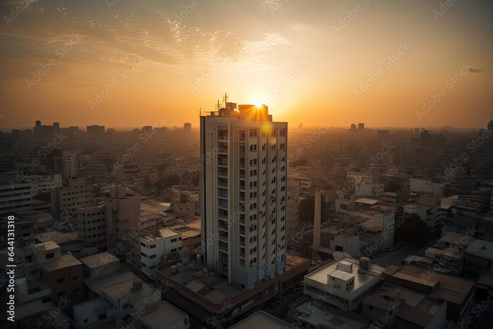 Obraz premium Karachi Pakistan centrum city in sunset