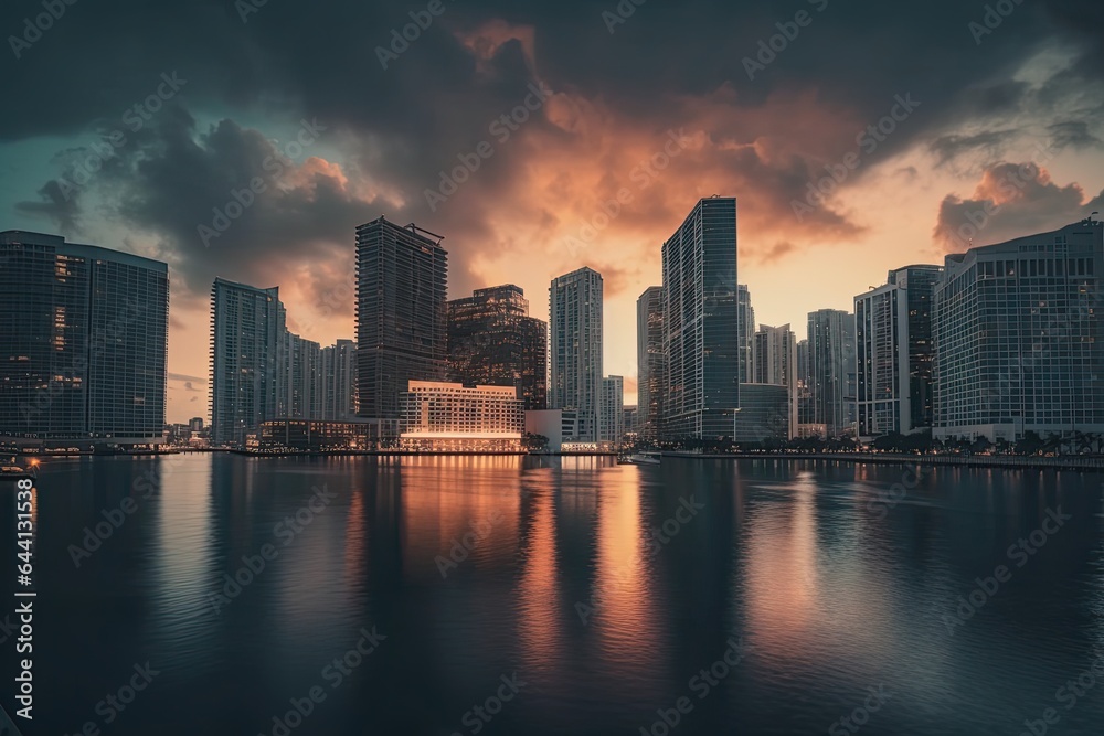 Fototapeta premium Miami United States centrum city in sunset