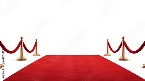 Red carpet velvet 3d render isolated on a white background. Generative AI