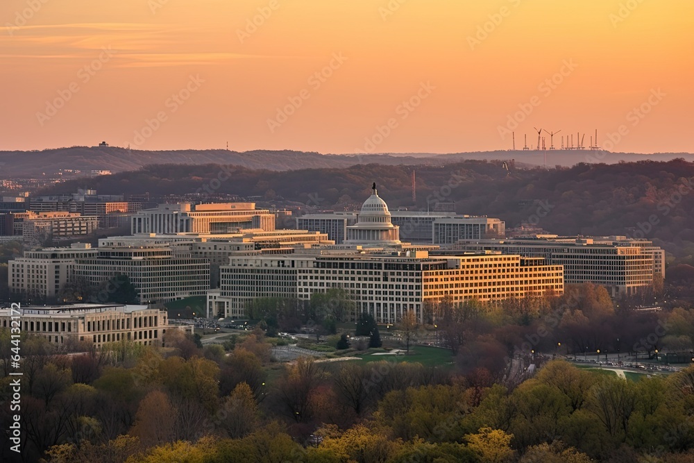 Washington D.C. United States centrum city in sunset 