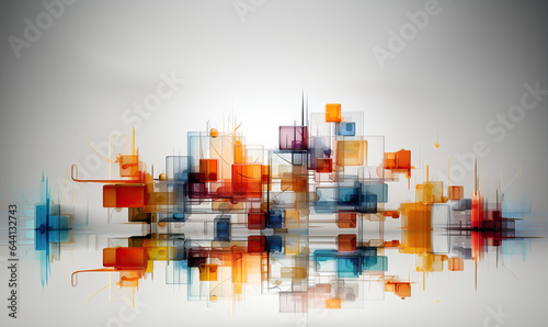 Abstract art geometric shapes on white background.