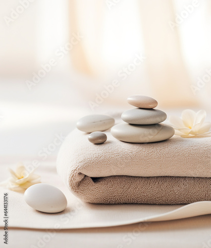 SPA massage stones and towel.