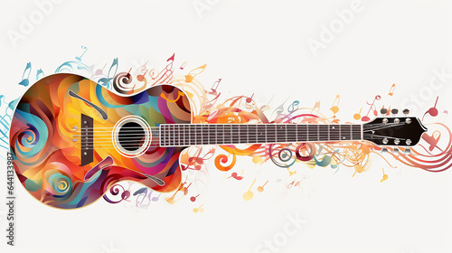 guitar on a white background musical abstract background.