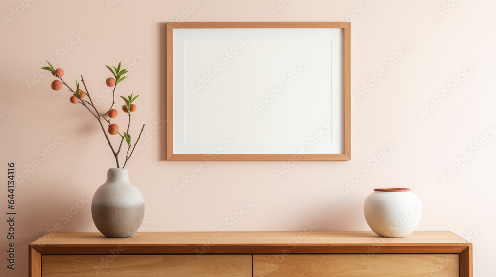 A vase with flowers and a mirror on a wall, Generative AI A vase with flowers and a mirror on a wall, Generative AI