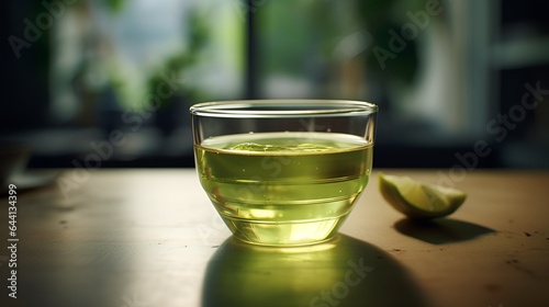 glass of green tea with lime