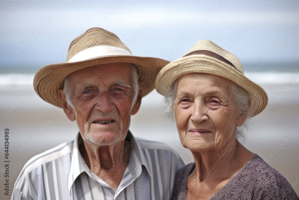 portrait of an elderly couple at the beach
