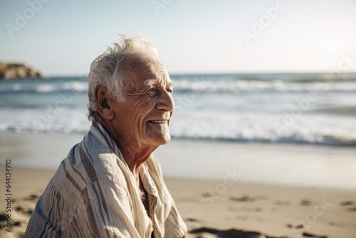 portrait of a senior man enjoying a day at the beach