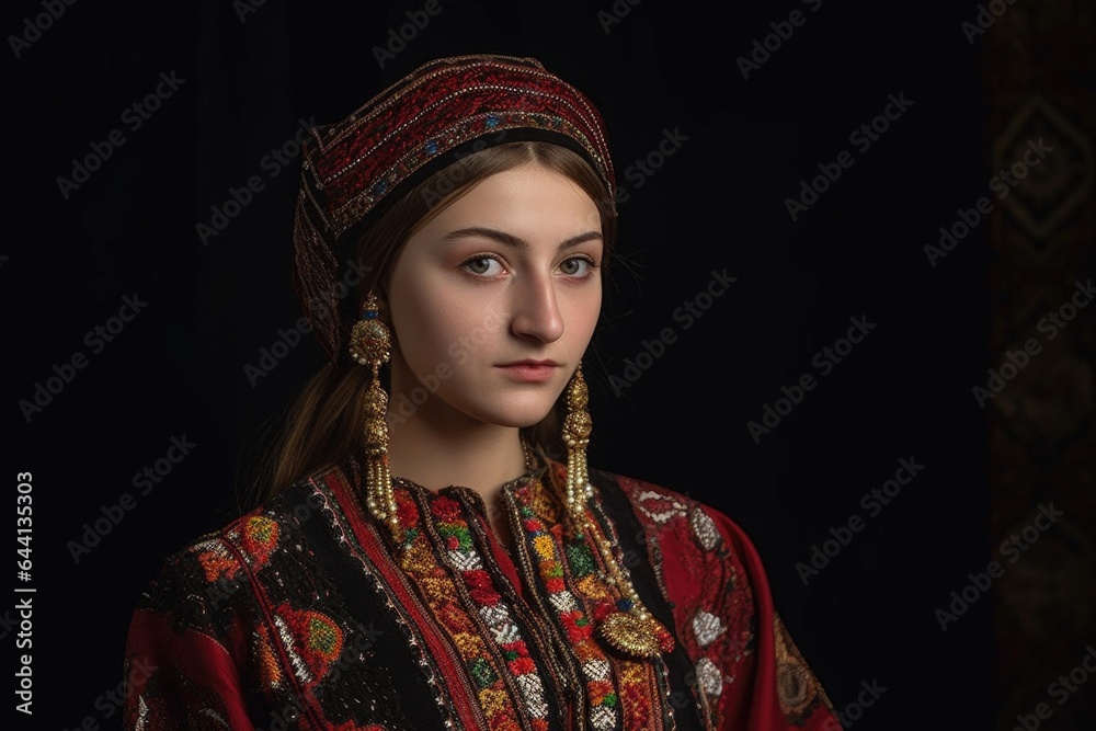 portrait of a young woman in traditional dress