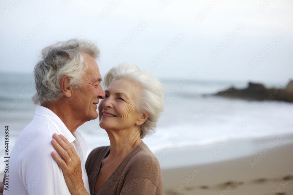 portrait of a senior woman enjoying the beach with her husband