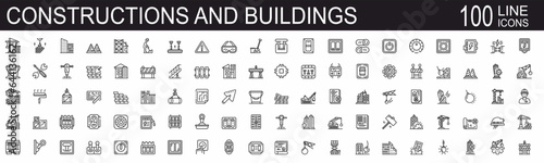 Construction line icons collection. Build, tools, project icons. UI icon set. Thin outline icons pack. Vector illustration