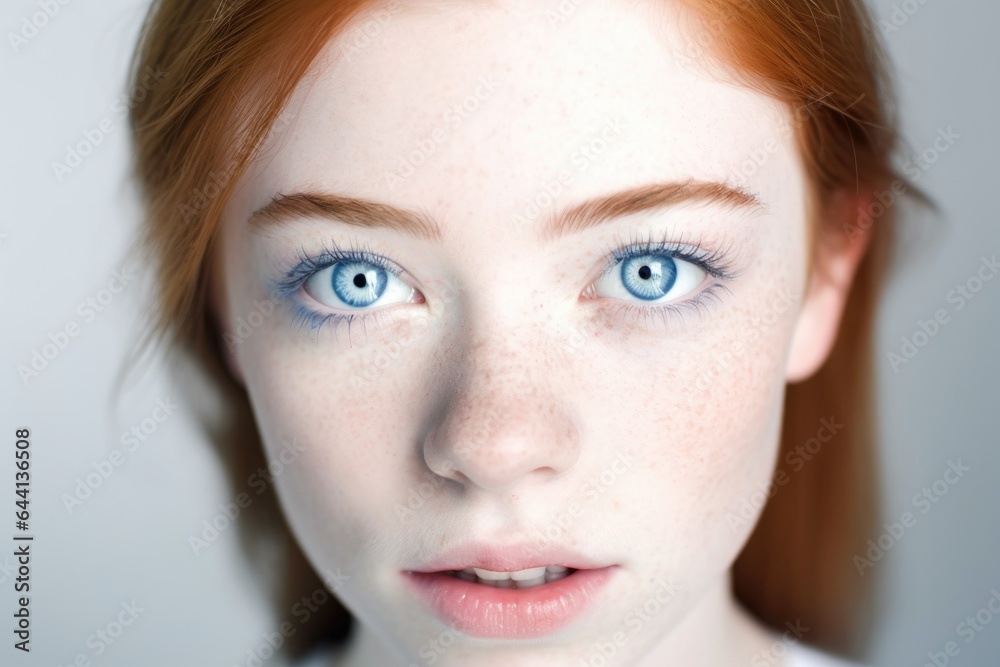 a beautiful young woman with blue skin and an enlarged eye isolated on white a beautiful young woman with blue skin and an enlarged eye isolated on white