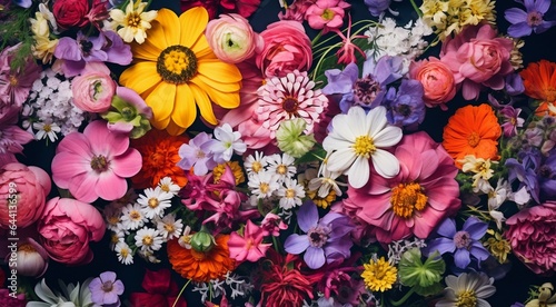 field of flowers, flowers in the field, colored flowers under the sky, colored flowers, flowers field