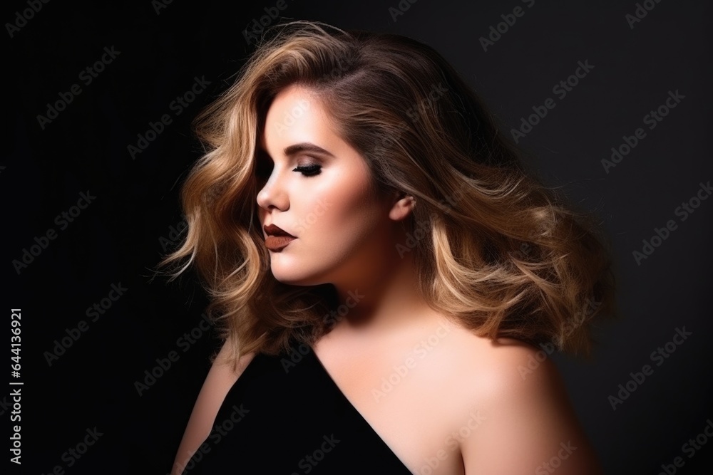 a studio shot of a plus size woman wearing and showing her body a studio shot of a plus size woman wearing and showing her body