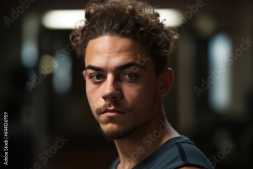 cropped portrait of a young man alone at the gym