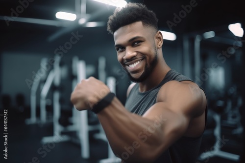shot of a young man giving thumbs up while working out