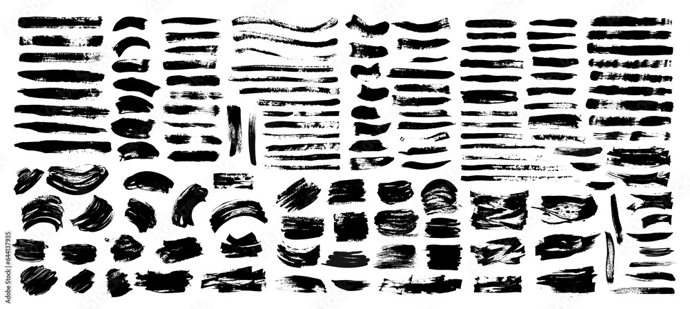 Large grunge elements set. Brush strokes, banners, borders, splashes, splatters. Vector illustration. Large grunge elements set. Brush strokes, banners, borders, splashes, splatters. Vector illustration.