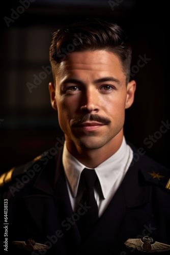 head and shoulders portrait of a handsome male pilot