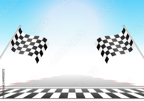 Sport Racing Track With Checkered Flag. Racing Track with Start or Finish line. Go-kart track. Race track road. Vector Illustration.