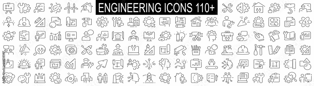 Construction and Engineering line icons collection. Build, tools, project icons. UI icon set. Thin outline icons pack. Vector illustration Construction and Engineering line icons collection. Build, tools, project icons. UI icon set. Thin outline icons pack. Vector illustration