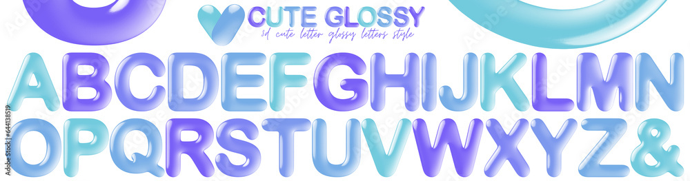3D cute glossy blue letters A-Z uppercase 3D cute glossy blue letters A-Z uppercase