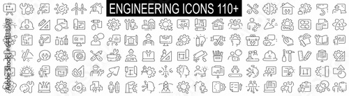 Construction and Engineering line icons collection. Build, tools, project icons. UI icon set. Thin outline icons pack. Vector illustration
