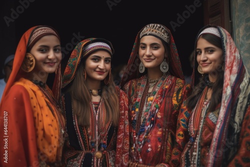 cropped shot of a group of women wearing traditional clothing