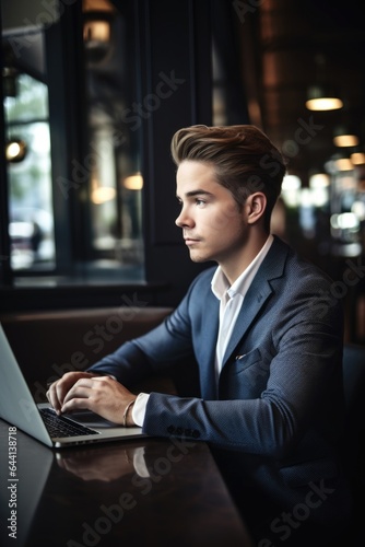 shot of a handsome young businessman working at his laptop in a coffee shop © Alfazet Chronicles