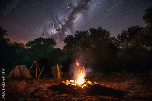 Starry Serenity: Campfire Under the Celestial Canopy