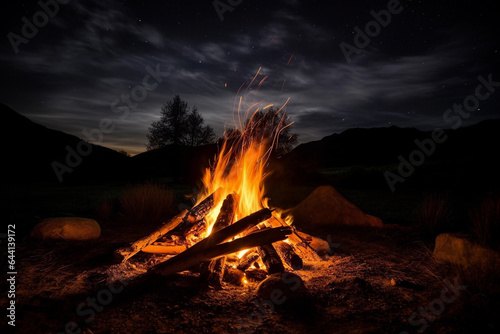 Starry Night Campfire: Nature's Beauty Under the Canopy of Stars