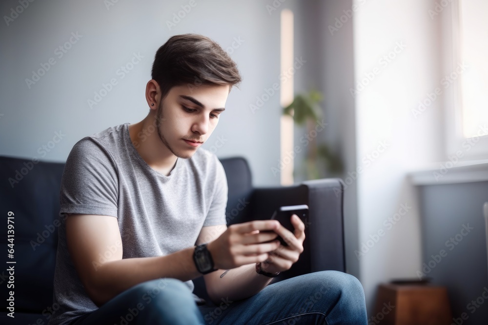 shot of a young man using his mobile phone while playing online games at home shot of a young man using his mobile phone while playing online games at home