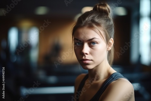 portrait of a young woman working out in the gym