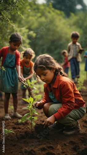 Children Planting tree seedlings