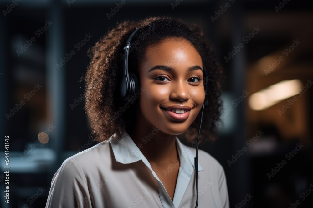 portrait of a confident young woman working in a call center portrait of a confident young woman working in a call center