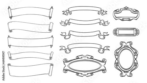 Ribbons, scrolls and frames.