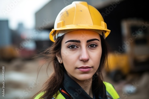 portrait of a young woman working in the construction industry