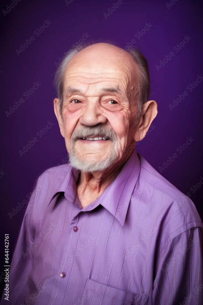 old man, portrait and smile in studio with a happy elderly person standing alone on purple background old man, portrait and smile in studio with a happy elderly person standing alone on purple background